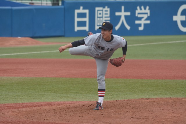 0515明治②　リーグ戦初先発にして完封勝利の快挙を成し遂げた菊地